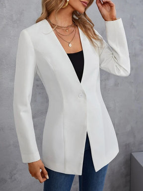 Blazer Feminino Plus Size com Botão Único Amanda