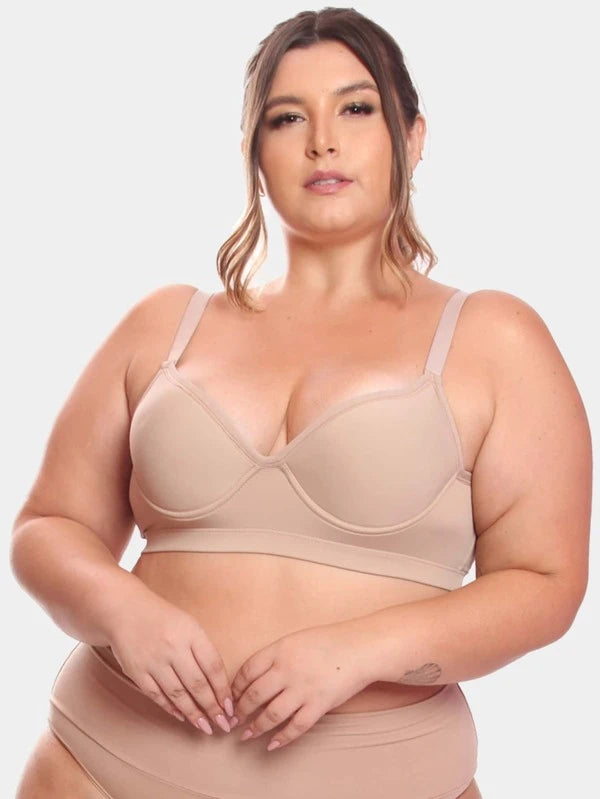 Kit 2 Sutiã Reforçado Plus Size Costas Dupla Liso Keyla