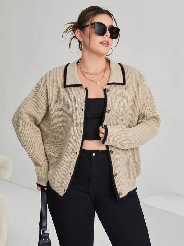 Cardigan Feminino Plus Size com Botão Linda