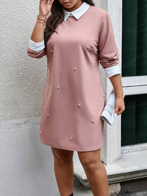 Vestido Plus Size Detalhes em Pérola Priscila