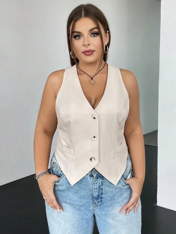 Colete Feminino Plus Size com Botão Juliana