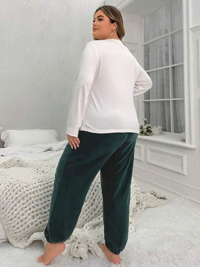 Pijama Feminino Plus Size de Malha Blusa Manga Longa e Calça Thais