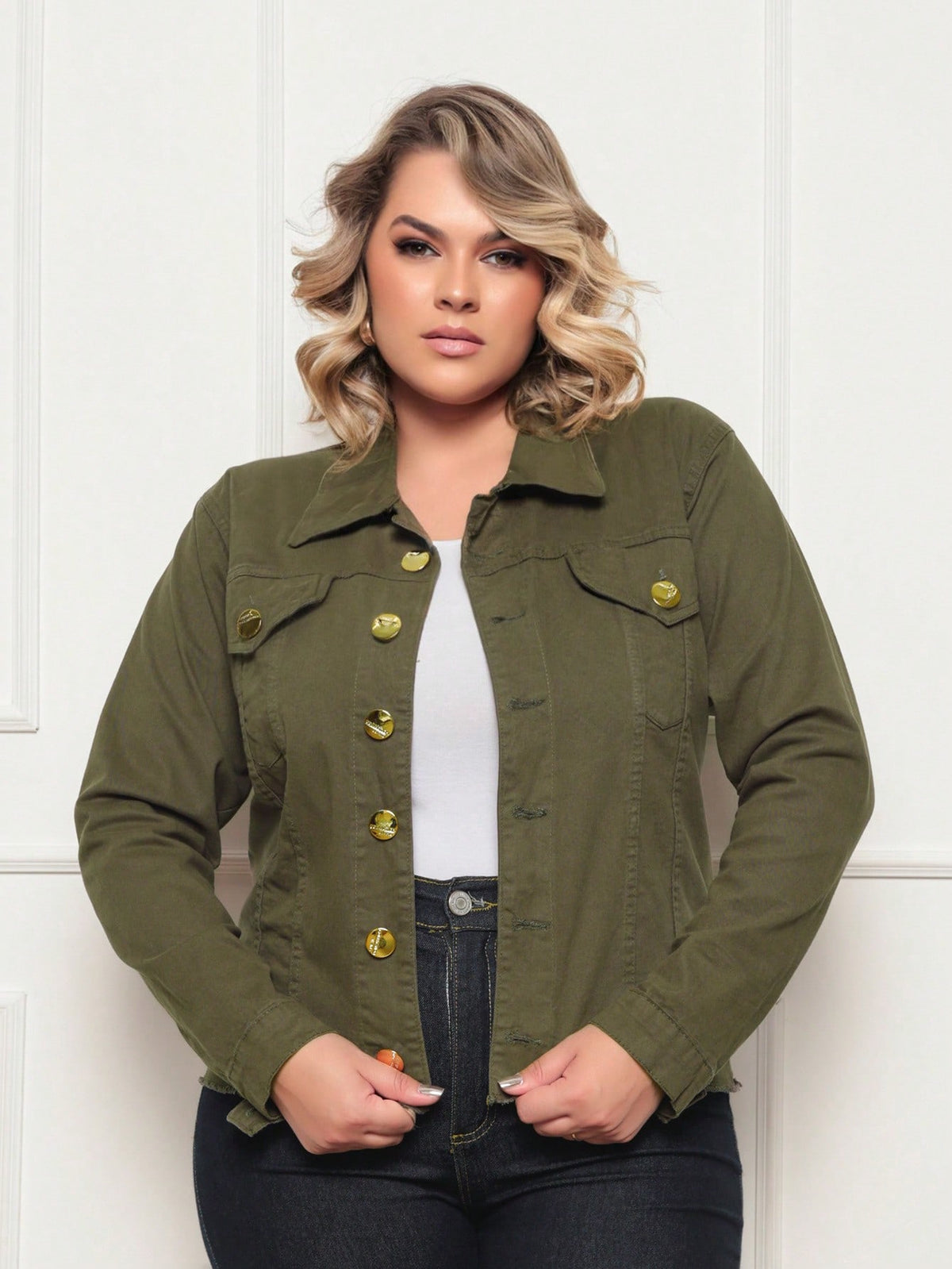 Jaqueta Feminina Sarja Plus Size Mia