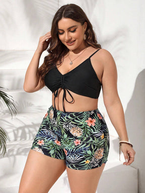 Biquini Plus Size com Quimono de Manga Longa 3 Peças Anitta