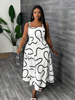 Vestido Plus Size Longo Estampado Lana