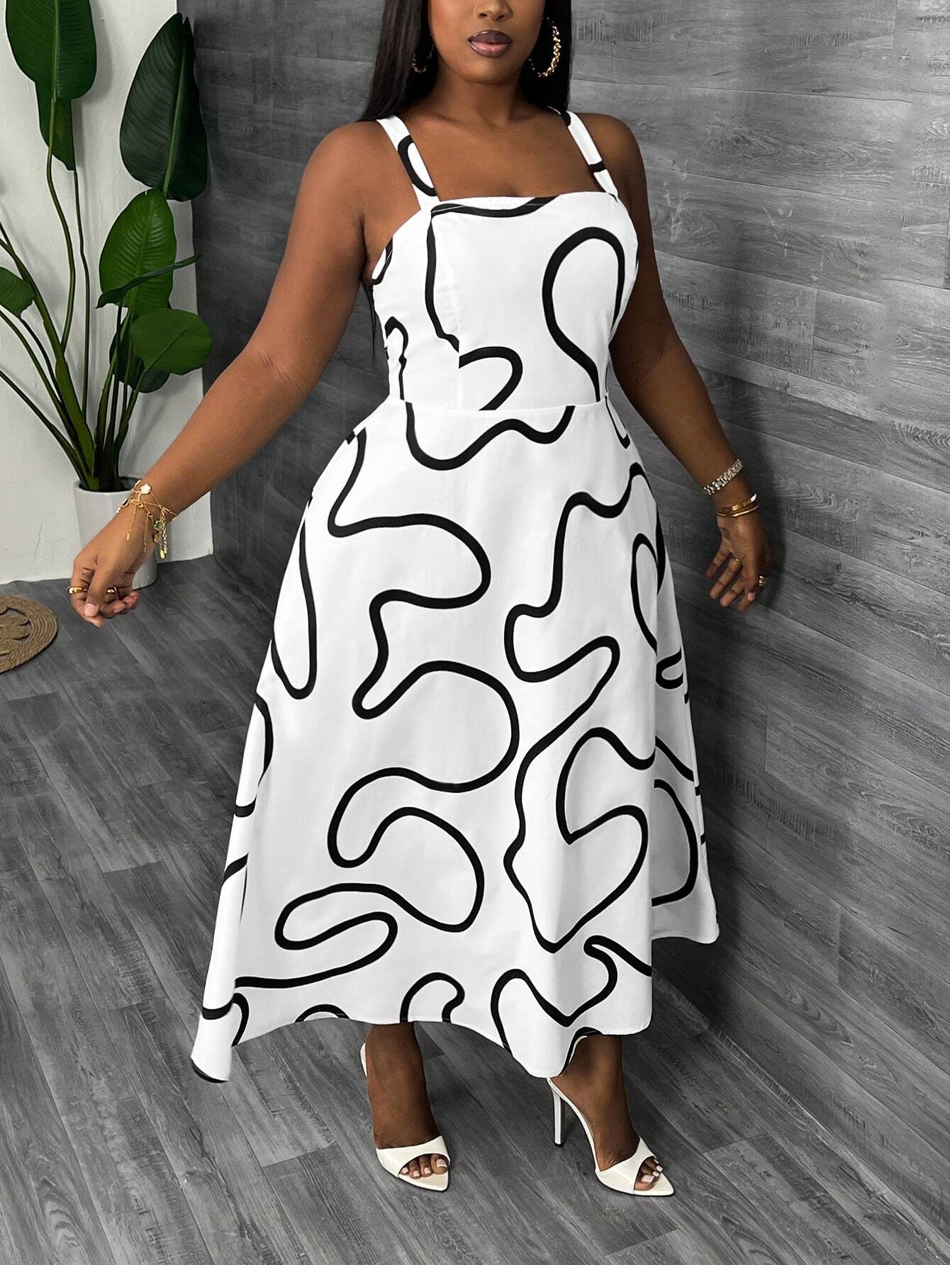 Vestido Plus Size Longo Estampado Lana