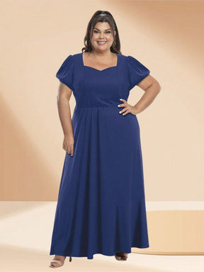 Vestido Plus Size Longo com Mangas Bufantes Amalia