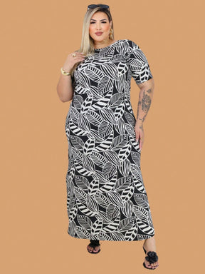 Vestido Plus Size Longo Estampado Manuela