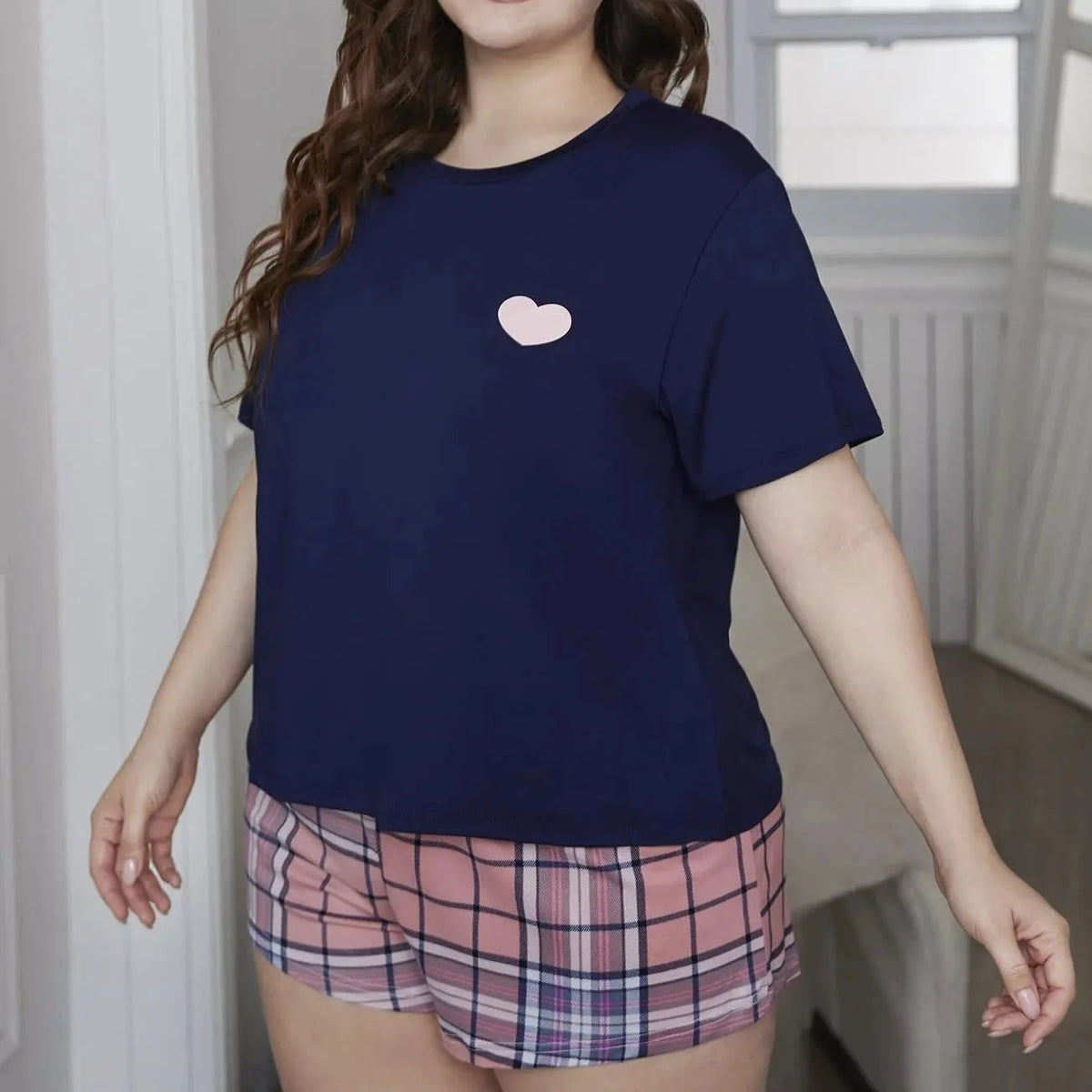 Pijama Feminina Plus Size Camiseta Manga Curta e Bermuda Luana