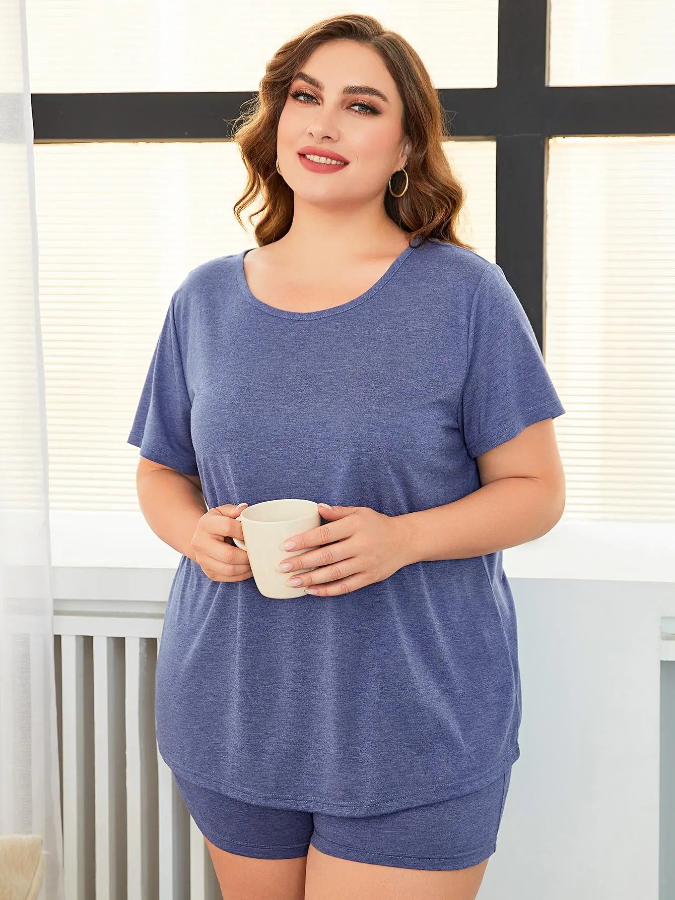 Pijama Feminino Plus Size Camiseta e Bermuda Alice