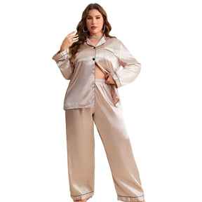 Pijama Feminina Plus Size Camisa Manga Longa e Calça Sara