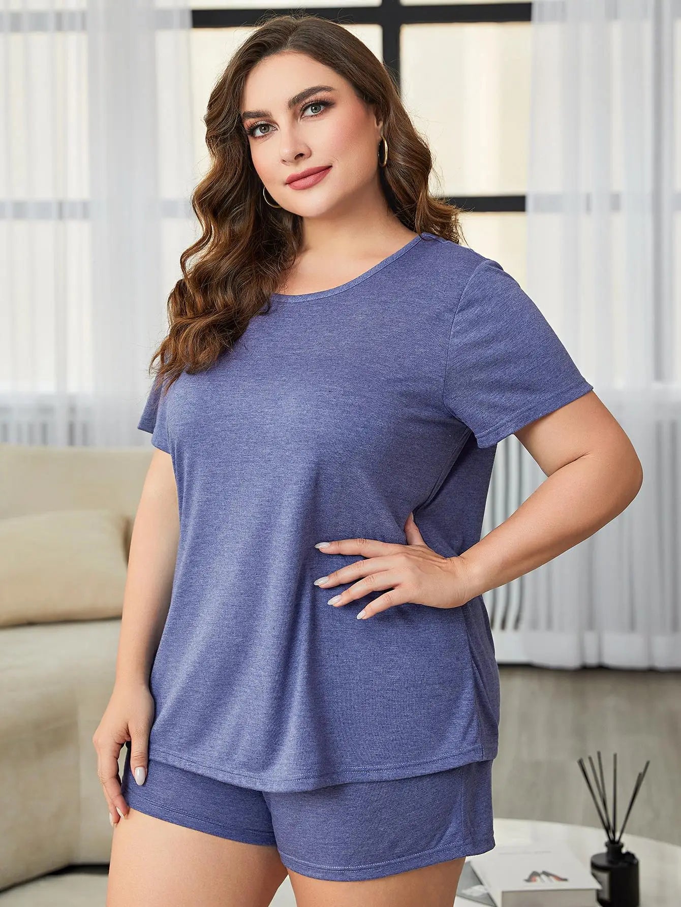 Pijama Feminino Plus Size Camiseta e Bermuda Alice