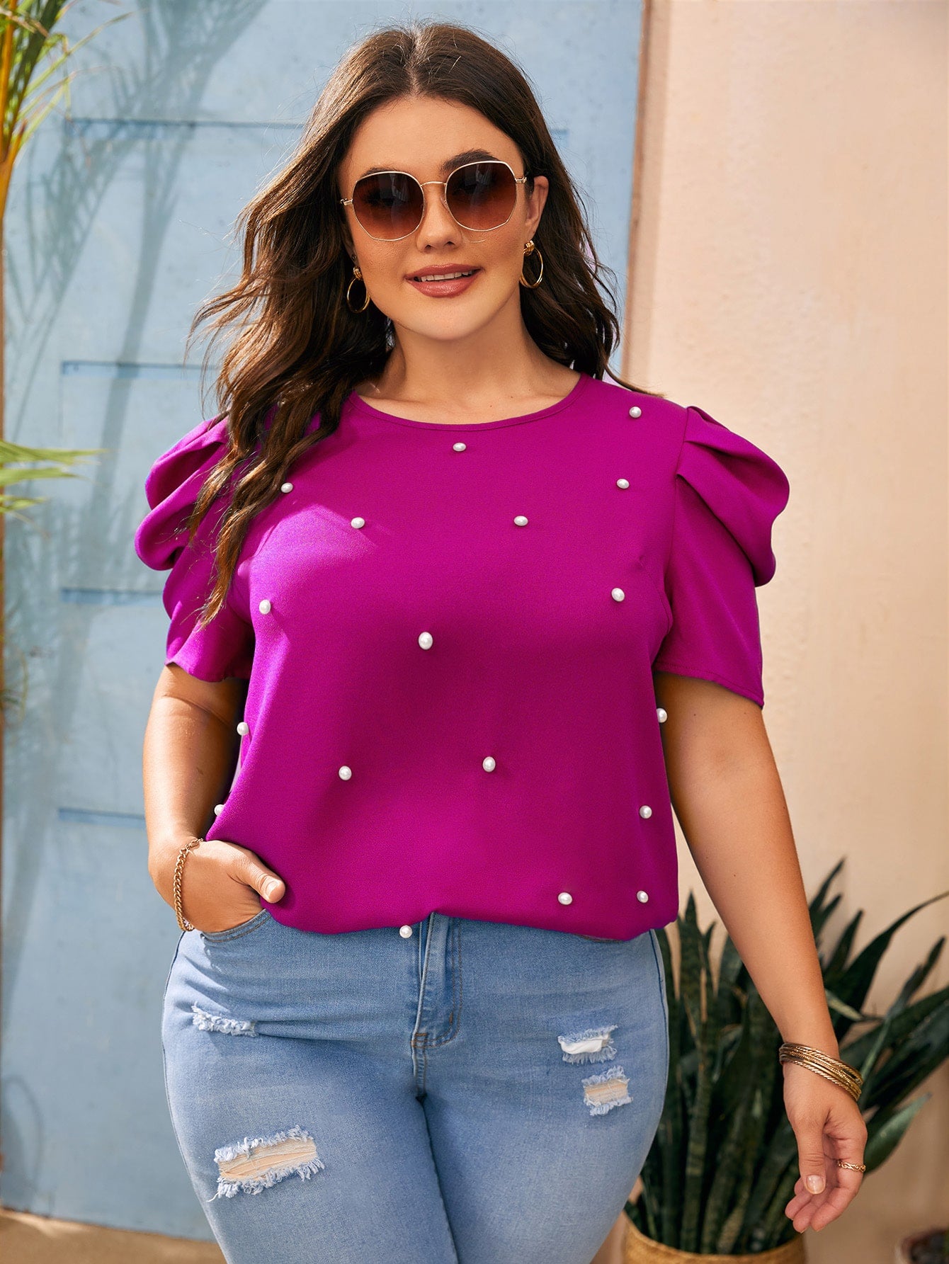 Blusa Feminina Plus Size Pérolas Marta